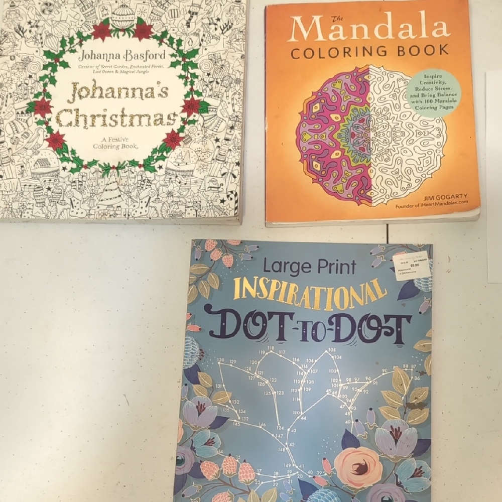Adult Coloring and Dot-to-Dot Books Set Of 3